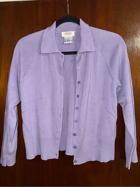 Talbots Vintage Light Purple Collared Button-Front Women’s Sweater Petite Small